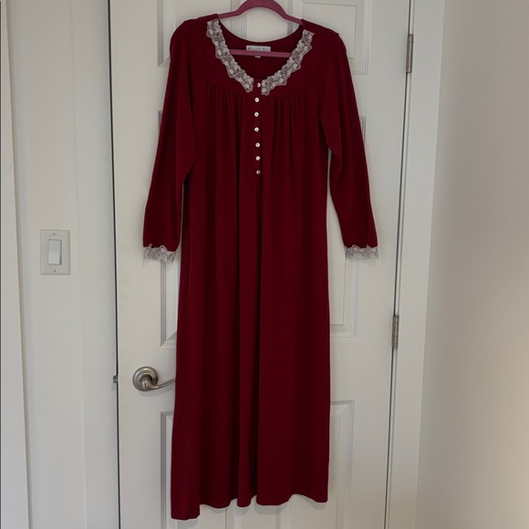 EILEEN WEST Claret Dream Sweater Knit Long Sleeve Ballet Nightgown burgundy sml - Picture 3 of 15
